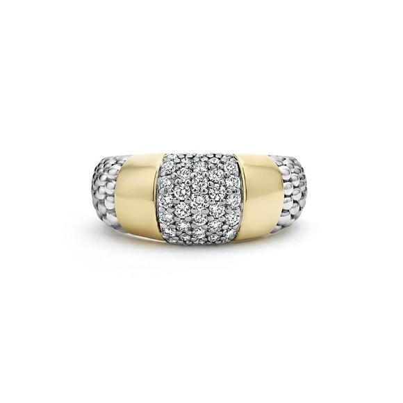 LAGOS HIGH BAR Two-Tone Station Diamond Ring - Picture 3 of 12